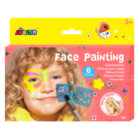 Trusa make-up pictura fata cu sabloane incluse - sase culori non-alergice - flori si fluturi - imagine 7